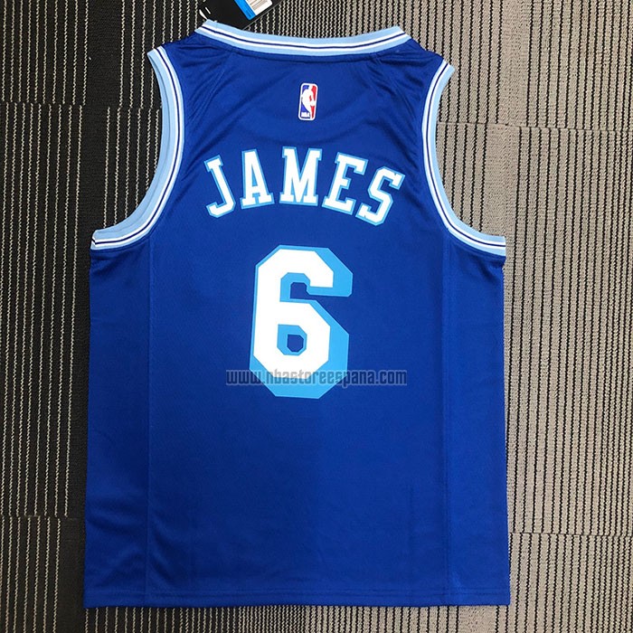 Camiseta Los Angeles Lakers LeBron James NO 6 Hardwood Classic 2021-22 Azul